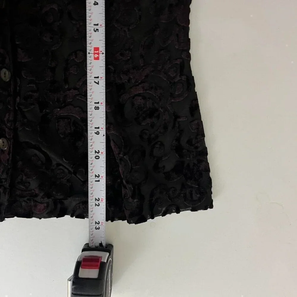 y2k dark brown boho whimsygoth grunge sheer button up top - Picture 8 of 8